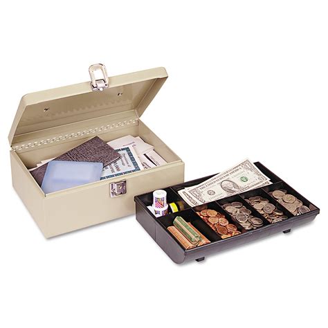 mmf industries steel cash box with locking latch|MMF STEELMASTER Cash Box, 10 Compartments, .